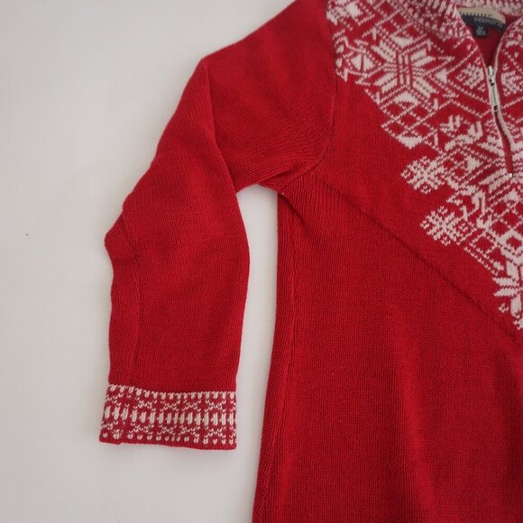 Vintage Parkhurst Weekend Red Cream Quarter Zip Winter Snowflake Knit Sweater S - Picture 8 of 10